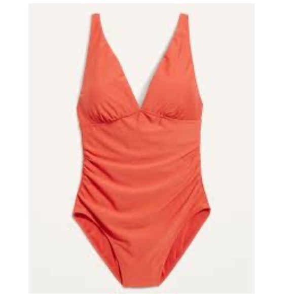 Old Navy Ruched V-Neck One-Piece Swimsuit for Women in Chimayo Red 4X NWT - Picture 1 of 7